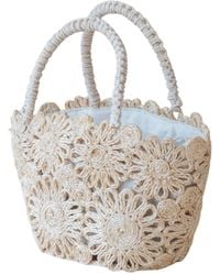 LIKHÂ - Neutrals Handwoven Abaca Small Tote Bag – Flower Weave - Lyst