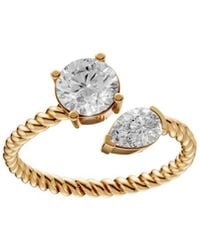 Aya Fine Jewelry - 1.19 Ctw Round & Pear Cut Lab Diamond Halo Engagement Ring - Lyst