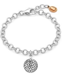 Unaloe - Sterling Textured Sphere Charm Bracelet For – Elegant Symbolic Jewelry - Lyst