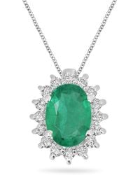 Artisan - 18K Emerald & Diamond Oval Halo Pendant - Lyst