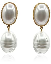 Michael Nash Jewelry - Neutrals Emma Baroque Glass Pearl Drop Pierced Earrings - Lyst