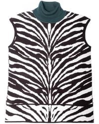 Peraluna - Zebra Sleeveless Turtle Neck Knit Blouse - Lyst