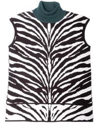 Peraluna - Zebra Sleeveless Turtle Neck Knit Blouse - Lyst