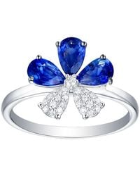 Artisan - 18K Sapphire & Diamond Floral Cluster Ring - Lyst