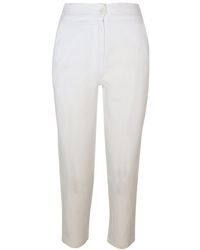 Haris Cotton - Ribbed Back Waist Linen Tapered Pants - Lyst