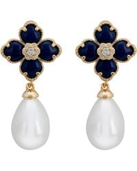 LÁTELITA London - Flower Clover Pearl Drop Earrings Lapis Lazuli - Lyst