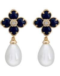 LÁTELITA London - Flower Clover Pearl Drop Earrings Lapis Lazuli - Lyst