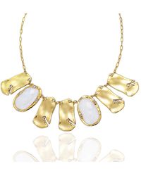 Rare Matters Jewelry - Golden Wave Collar Clear Quartz Statement Necklace - Lyst