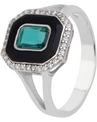 LÁTELITA London - Art Deco Emerald And Enamel Cocktail Ring Silver - Lyst