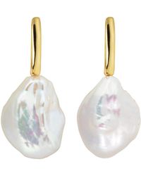 Ora Pearls - Aetis Flat Baroque Pearl Hoop Earrings - Lyst