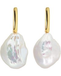 Ora Pearls - Aetis Flat Baroque Pearl Hoop Earrings-gold - Lyst