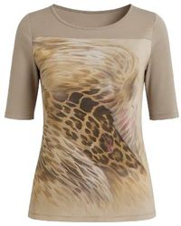 Conquista - Animal Print & Solid Colour Top - Lyst