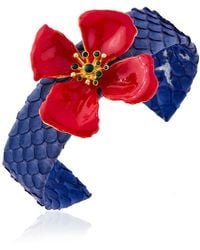 Milou Jewelry - Hibiscus Flower Adjustable Leather Cuff Bracelet - Lyst