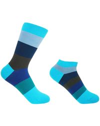 Peper Harow - Made in England - Block Stripe Aqua Luxury Crew & Trainer Socks Bundle - Lyst