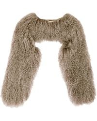 Shaded the Label - Neutrals Lamorna Khaki Mongolian Shearling Multiway Micro Jacket - Lyst
