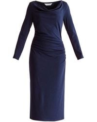 Paisie - Ruched Jersey Dress With Draped Neck - Lyst