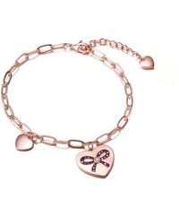 Genevive Jewelry - Rose Rachel Glauber Teen-Young Adults Rose Plated With Heart Charms Adjustable Bracelet - Lyst