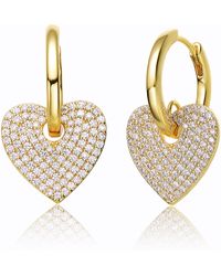 Genevive Jewelry - Rachel Glauber Plated With Cubic Zirconia Heart Dangle Infinity Hoop Drop Earrings - Lyst