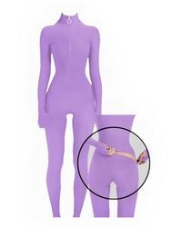 Monosuit - Neutrals Long Sleeve Turtleneck Zip Up Full Bodysuit Total Zipper - Lyst