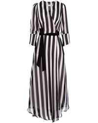 Larisa Dragna - Monochrome Stripes Asymmetric Wrap Dress - Lyst