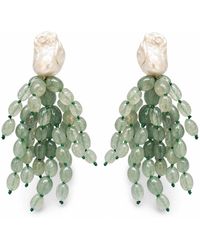 Angel Barocco - Prehnite Cluster Baroque Pearl Drop Earrings - Lyst