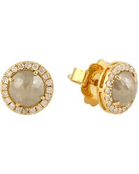 Artisan - 18k Solid Yellow Gold Ice Diamond Stud Earrings Jewelry - Lyst