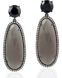 Artisan - Natural Moonstone Dangle Earrings 18k Gold Diamond - Lyst