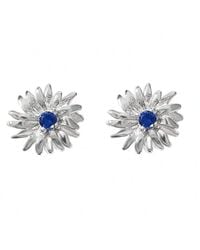 Sophelia - Sapphire September Birthstone Aster Birthflower Sterling Stud Earrings - Lyst