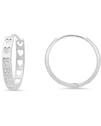Kylie Harper - Sterling 25Mm Diamond Cz Heart Statement Hoop Earrings - Lyst