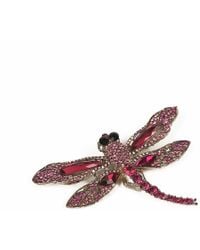 Addicted - Mabel Dragonfly Shaped Brooch Made With Fuchsia Crystals & Rhinestones - Lyst