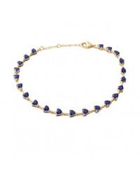Harfi - Plated Sapphire September Birthstone Heart Tennis Bracelet - Lyst