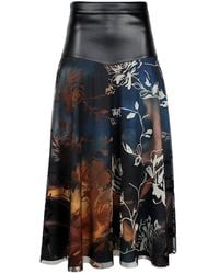 Lalipop Design - Layered Midi Skirt With Vegan Leather Waist - Lyst