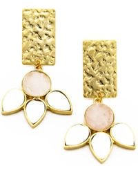 ADIBA - Rose Quartz & Mother Of Pearl Handmade Drop Earring - Lyst