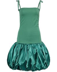 Amy Lynn - Alexa Emerald Satin Puffball Ultra Mini Dress - Lyst
