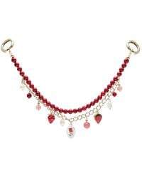 Farra - Bamboo Coral With Strawberry And Rose Double Layers Chain Bag Charm - Lyst