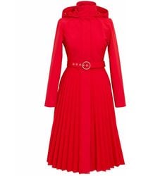 RainSisters - Fit & Flare A-Line Coat With Pleated Skirt: Scarlet Waltz - Lyst