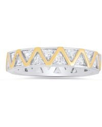 Kylie Harper - Sterling Two-Tone Diamond Cz Zig Zig Eternity Band Ring - Lyst