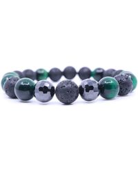 Shar Oke - Tiger's Eye, Cubic Zirconia & Lava Beaded Bracelet - Lyst