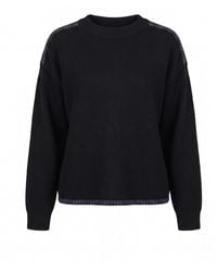 Tantra Spain Sl - Oversized Knit Sweater With Topstitching Detail On Hem And Shoulders - Lyst