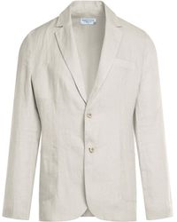 Haris Cotton - Neutrals Solid Lapel Neck Linen Blazer - Lyst