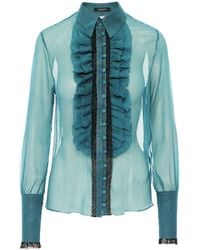 AVENUE No.29 - Silk Ruffle Buttoned Down Shirt – - Lyst