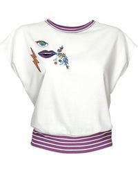 Lalipop Design - Embroidered Motif Cropped Cotton T-Shirt - Lyst