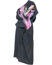 ARTISTA - Ruben Asymmetric Shoulder Midi Dress - Lyst