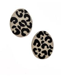 WAIWAI - Neutrals Leopard Pattern Leather Earrings - Lyst