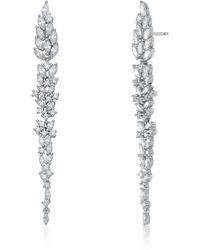 Genevive Jewelry - Sterling Leaf-Shaped Cubic Zirconia Accent Dangle Earrings - Lyst