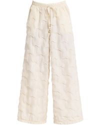 Lalipop Design - Neutrals Textured Sheer Wide-Leg Pants - Lyst