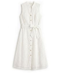 Yumi' - Flower Broderie Anglaise Cotton Shirt Dress - Lyst