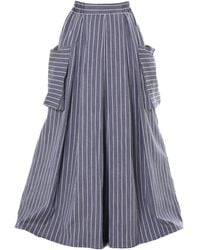Metamorph - Maxi Striped Denim Skirt - Lyst