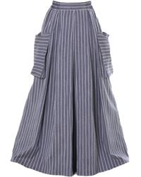 Metamorph - Maxi Striped Denim Skirt - Lyst