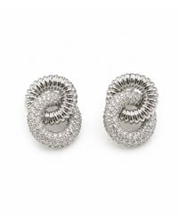 Nuvv Collection - Modern Double Loop Crystal Stud Earrings - Lyst